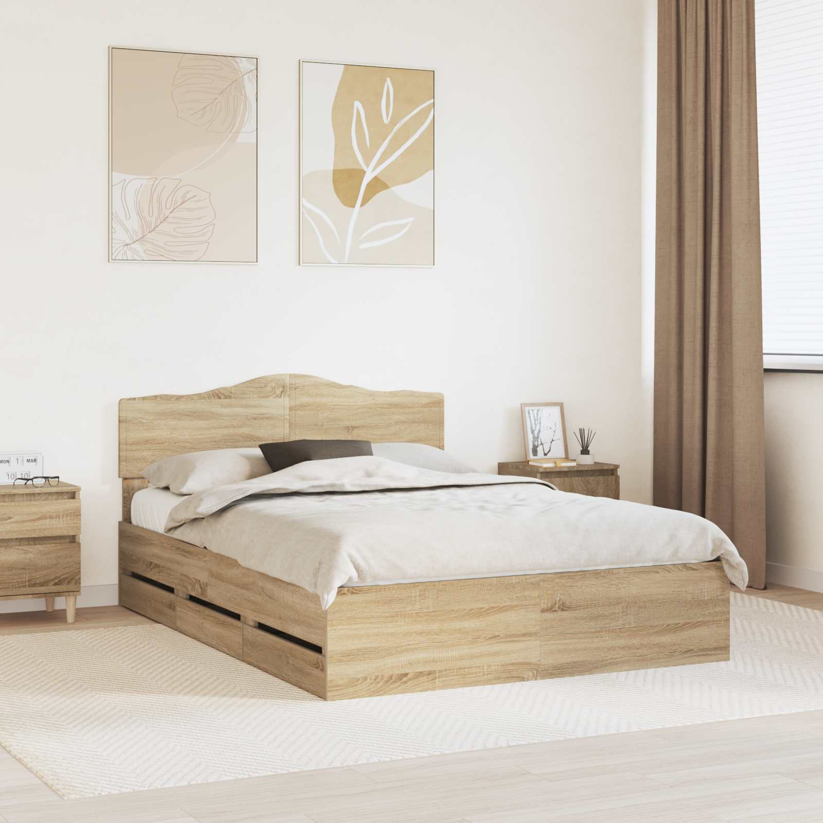 vidaXL Cadru de pat Stejar Sonoma 160 x 200 cm Lemn Ingineresc