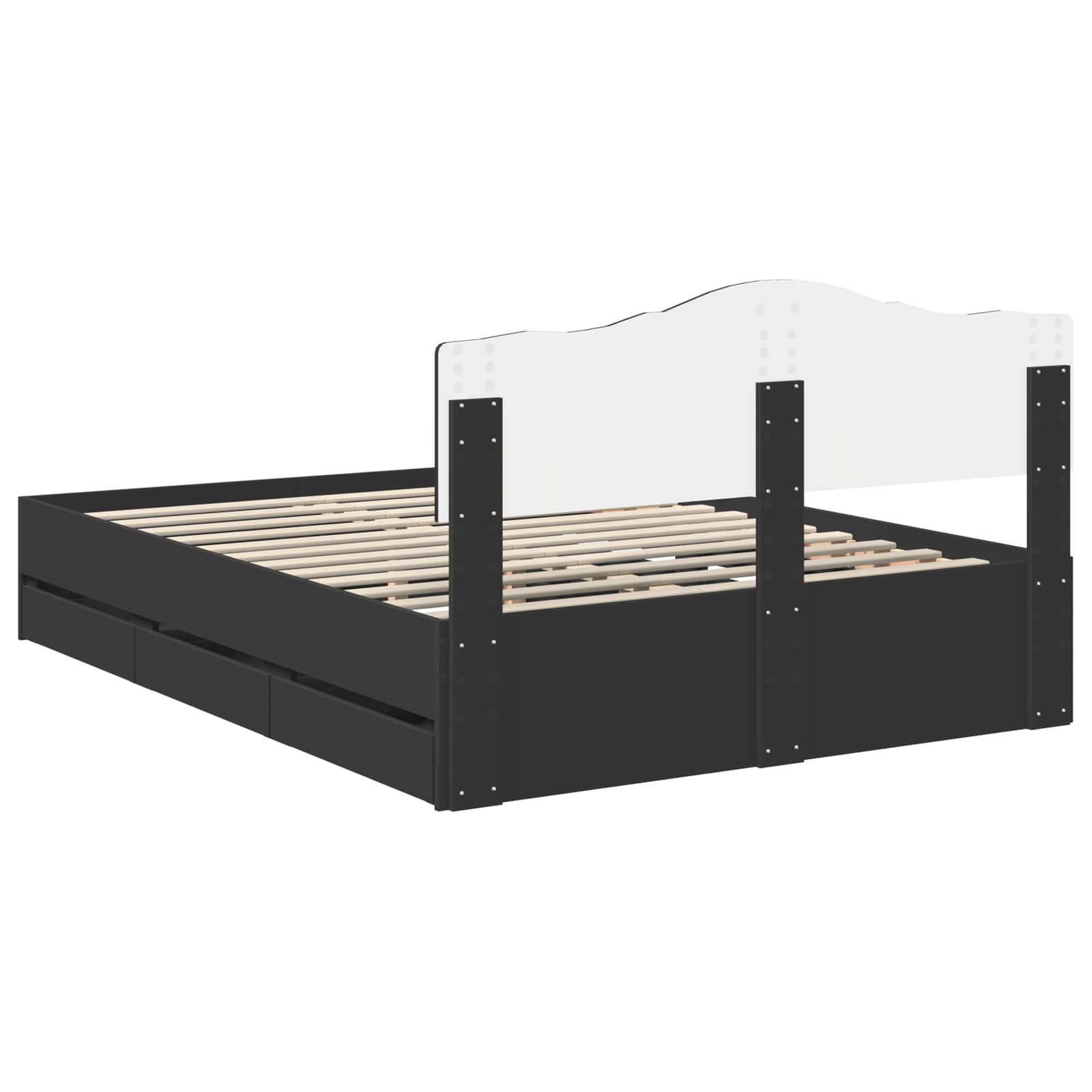 Voodi raam sahtliga peaga Must 150 x 200 cm Inseneripuit 33 Kõik vajalik sinu aeda ja koju! Voodi raam sahtliga peaga Must 150 x 200 cm Inseneripuit - Image 10