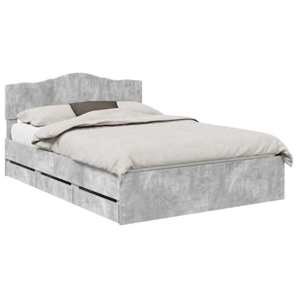 vidaXL Voodi raam sahtliga peaga Betoonhall 140 x 200 cm Inseneripuit