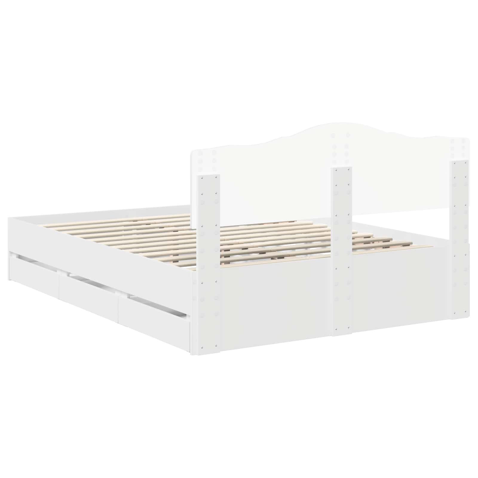 Voodi raam sahtliga peaga Valge 140 x 200 cm Inseneripuit 56 Kõik vajalik sinu aeda ja koju! Voodi raam sahtliga peaga Valge 140 x 200 cm Inseneripuit - Image 10