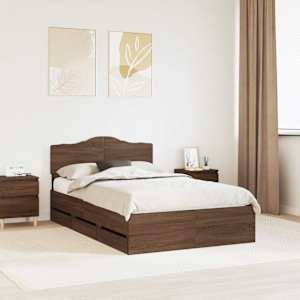 Konstrukcija postelje Rjav hrast 135 x 190 cm Inženirsko leseno