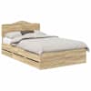 vidaXL Voodi raam sahtliga peaga Sonoma tamm 120 x 190 cm Inseneripuit