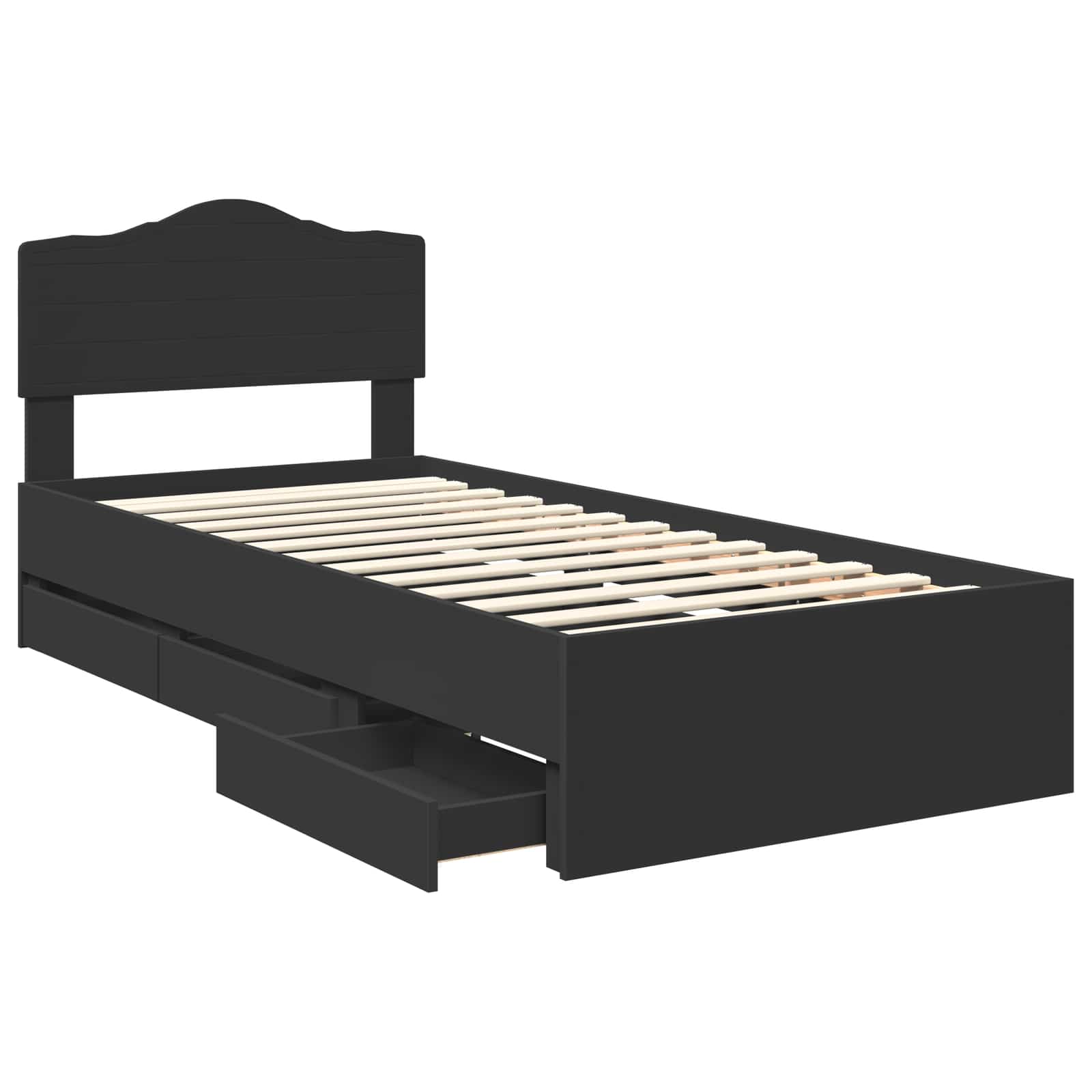 Voodi raam sahtliga peaga Must 100 x 200 cm Inseneripuit 24 Kõik vajalik sinu aeda ja koju! Voodi raam sahtliga peaga Must 100 x 200 cm Inseneripuit - Image 5