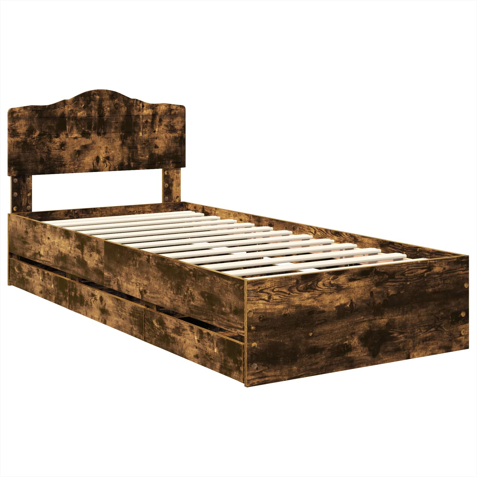 Gultas rāmis Dūmaka ozols 90 x 190 cm Inženieru koks