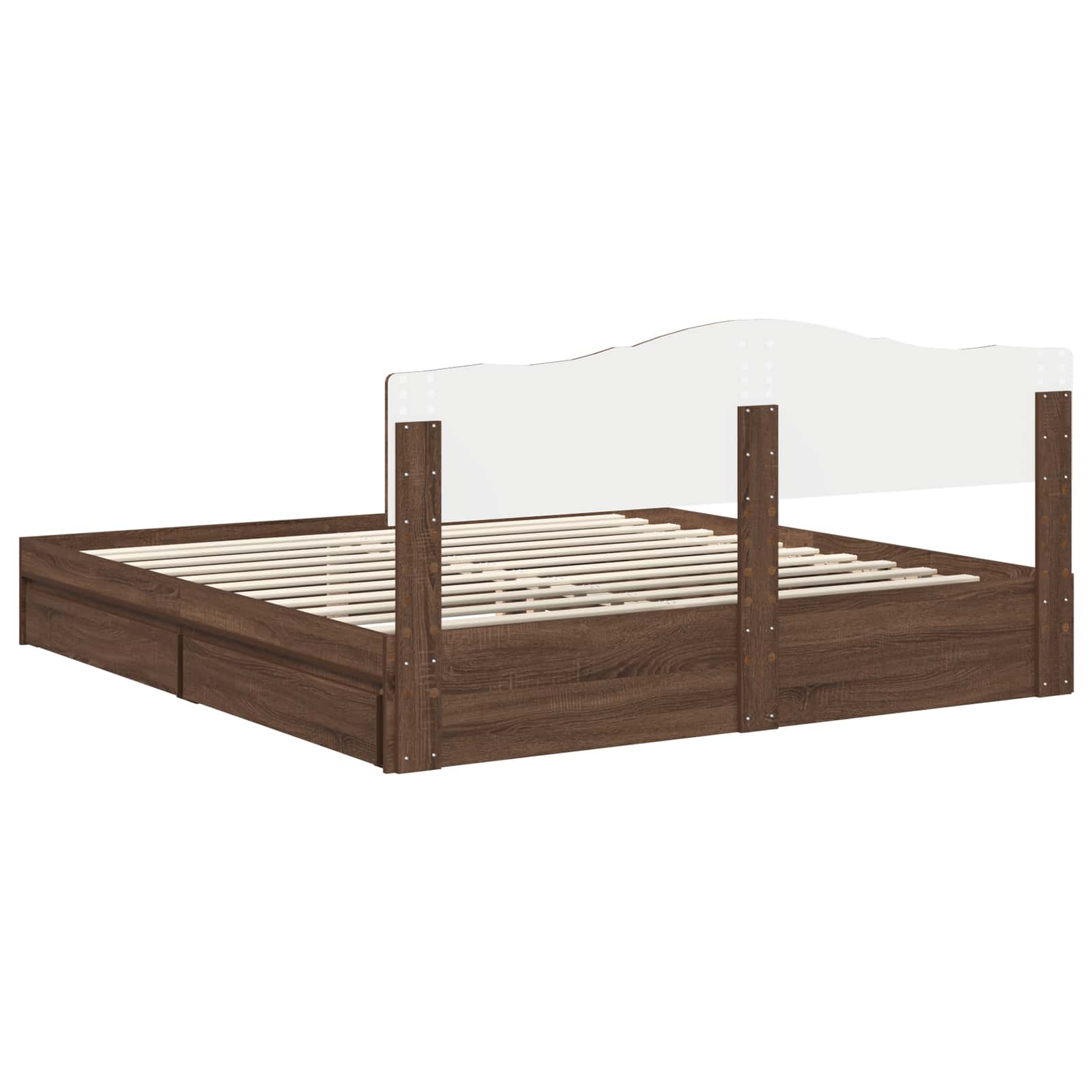 Laos voodi peaga sahtliga Pruun tamme 200 x 200 cm Tehispuit 10 Kõik vajalik sinu aeda ja koju! Laos voodi peaga sahtliga Pruun tamme 200 x 200 cm Tehispuit - Image 10