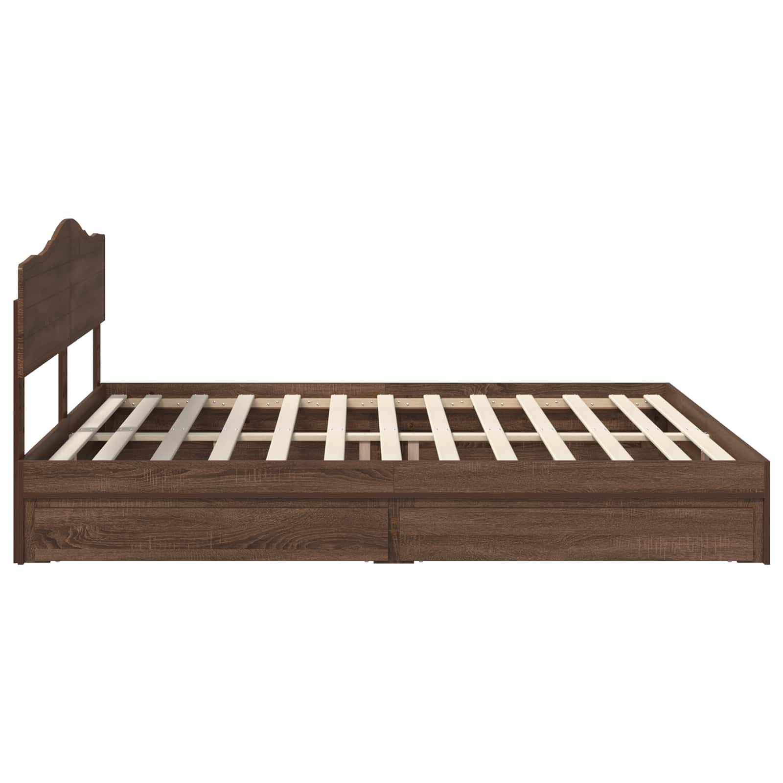 Laos voodi peaga sahtliga Pruun tamme 200 x 200 cm Tehispuit 9 Kõik vajalik sinu aeda ja koju! Laos voodi peaga sahtliga Pruun tamme 200 x 200 cm Tehispuit - Image 9