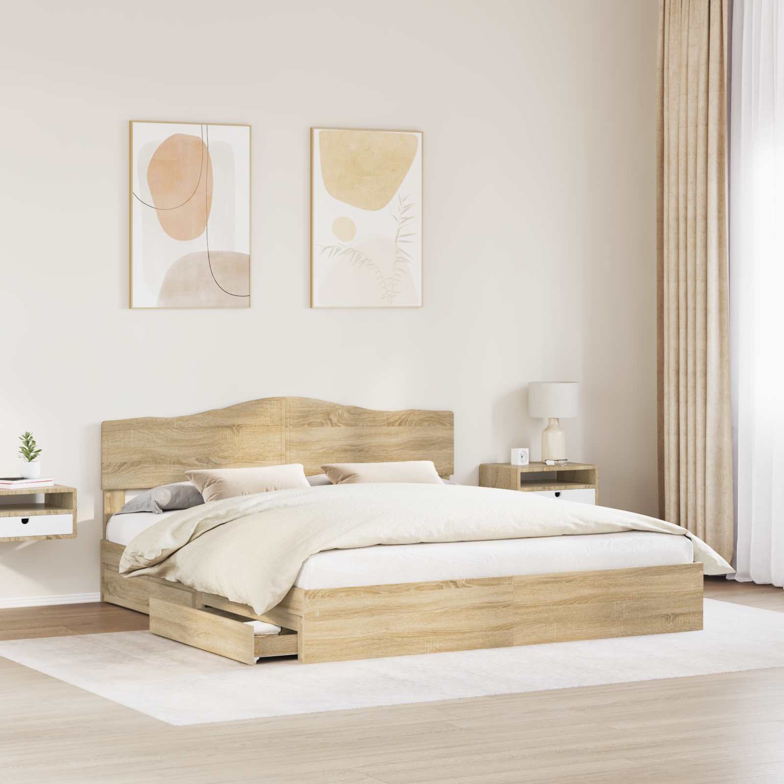 Opslag bed met lade Sonoma Eiken 180 x 200 cm Bewerkt hout | luizaXL | Dé meubelwinkel voor elk interieur Opslag bed met lade Sonoma Eiken 180 x 200 cm Bewerkt hout - Afbeelding 3