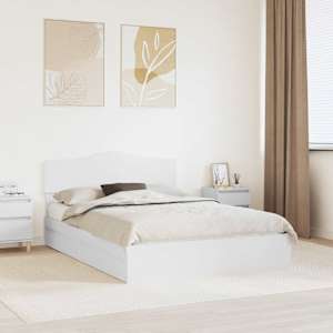 Postelja s shranjevanjem Bela 160 x 200 cm Konstruiran les
