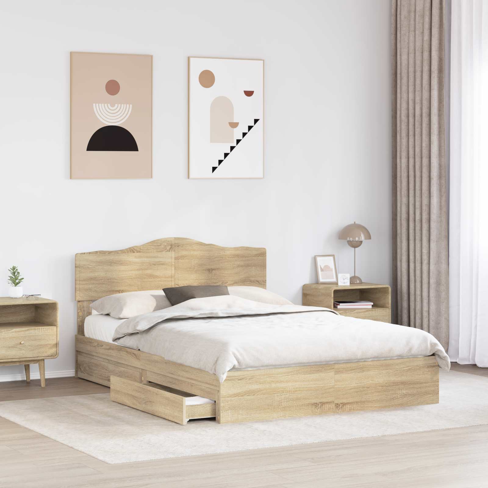 Opslag bed met lade Sonoma Eiken 160 x 200 cm Bewerkt hout | luizaXL | Dé meubelwinkel voor elk interieur Opslag bed met lade Sonoma Eiken 160 x 200 cm Bewerkt hout - Afbeelding 3