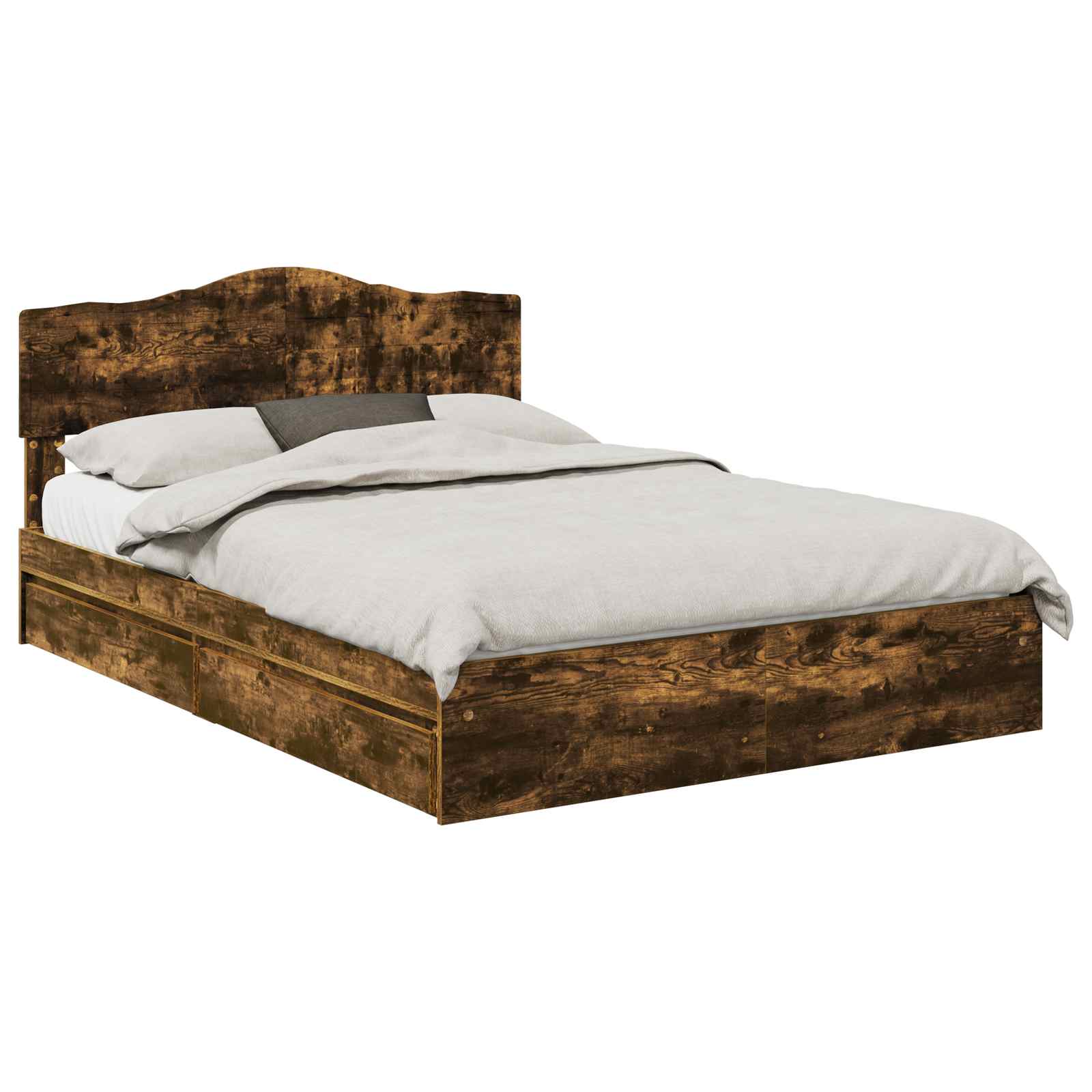 Opslag bed met lade Gerookt eiken 160 x 200 cm Bewerkt hout | luizaXL | Dé meubelwinkel voor elk interieur Opslag bed met lade Gerookt eiken 160 x 200 cm Bewerkt hout - Afbeelding 2