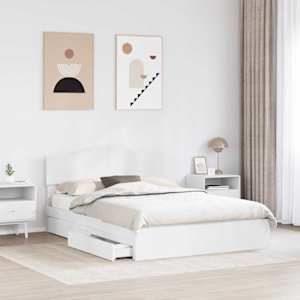 Postel s úložným prostorem Bílá 140 x 190 cm kompozitní dřevo - obrázek 3