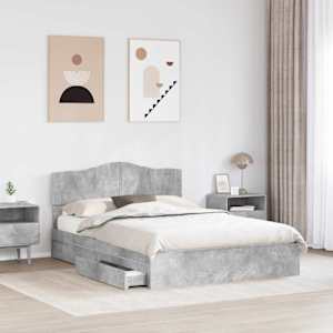 Postel s úložným prostorem s čelo Betonově šedá 140 x 190 cm - obrázek 3