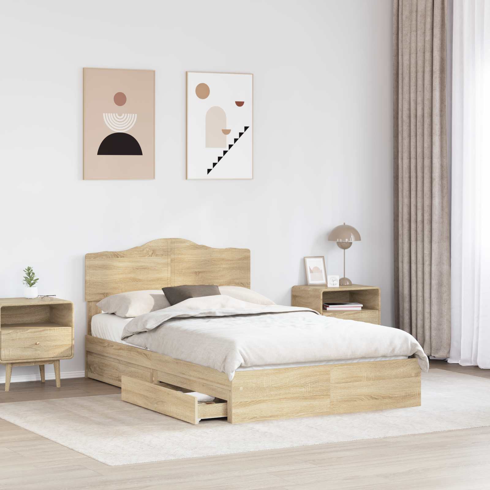Opslag bed met lade Sonoma Eiken 135 x 190 cm Bewerkt hout | luizaXL | Dé meubelwinkel voor elk interieur Opslag bed met lade Sonoma Eiken 135 x 190 cm Bewerkt hout - Afbeelding 3