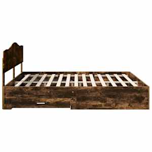 Rám postele s čelo Kouřový dub 200 x 200 cm kompozitní dřevo - obrázek 9