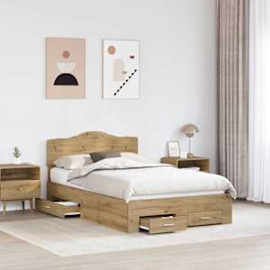 Rám postele s čelo Artisanový dub 135 x 190 cm kompozitní dřevo - obrázek 3