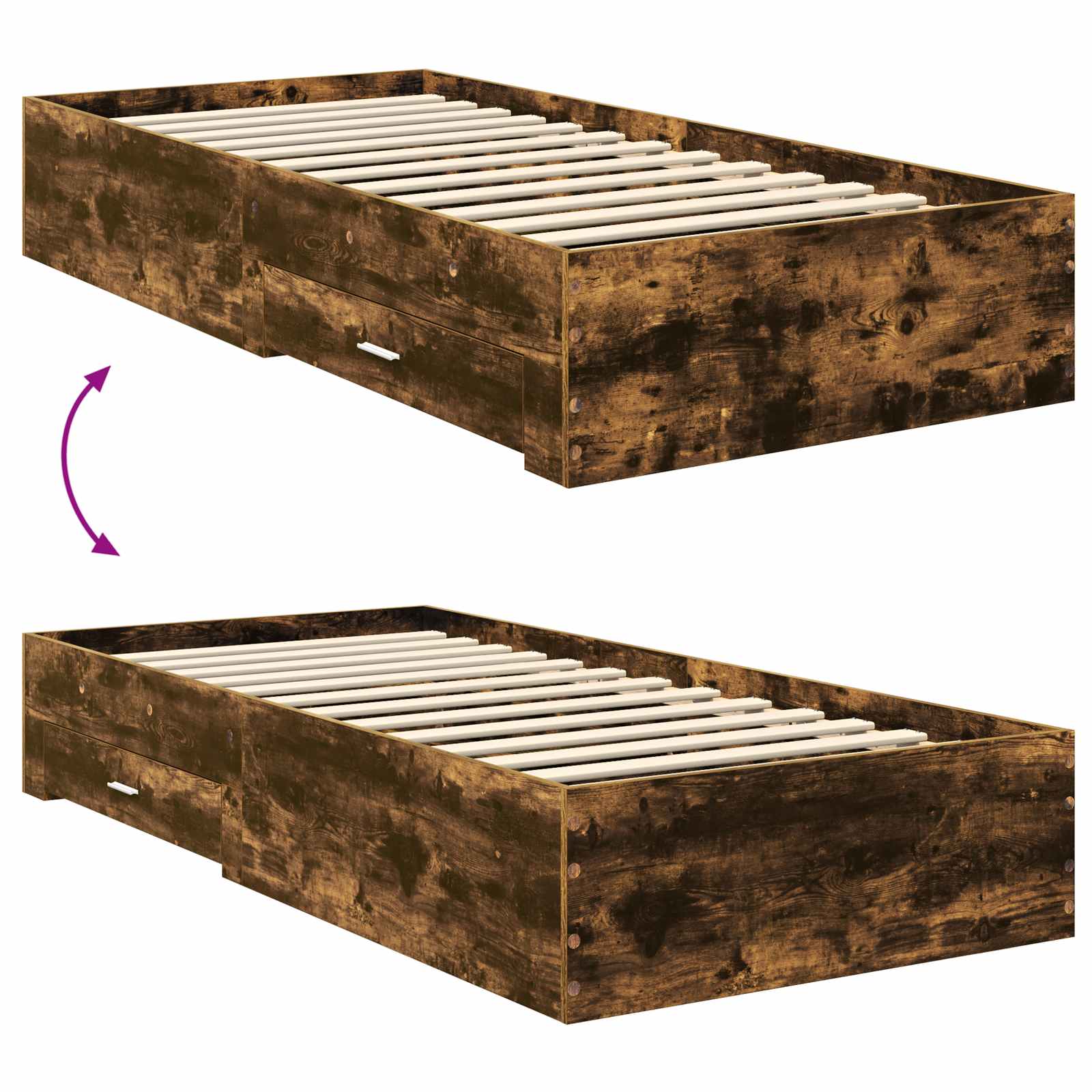 Rám postele s čelo Kouřový dub 100 x 200 cm kompozitní dřevo - obrázek 12