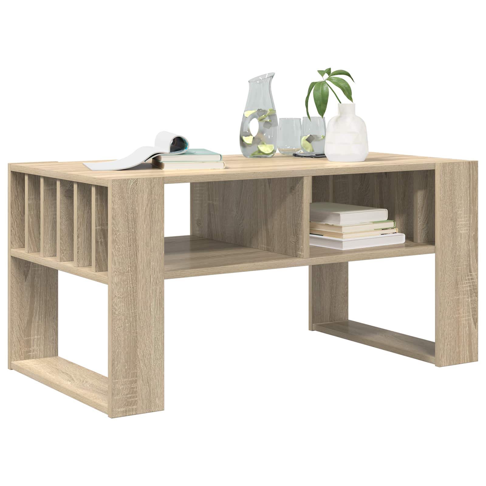 vidaXL Salontafel Sonoma Eiken 92 x 49,5 x 45 cm Bewerkt hout