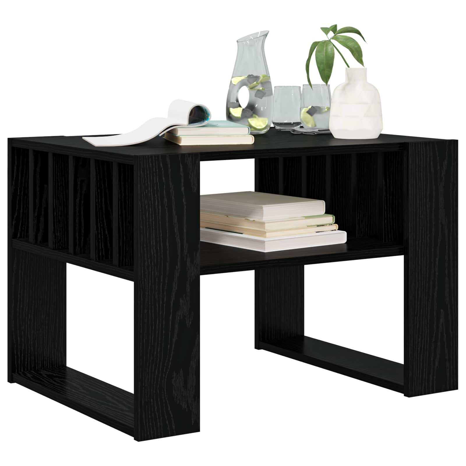 vidaXL Salontafel Zwart Eiken 66 x 49,5 x 45 cm Bewerkt hout