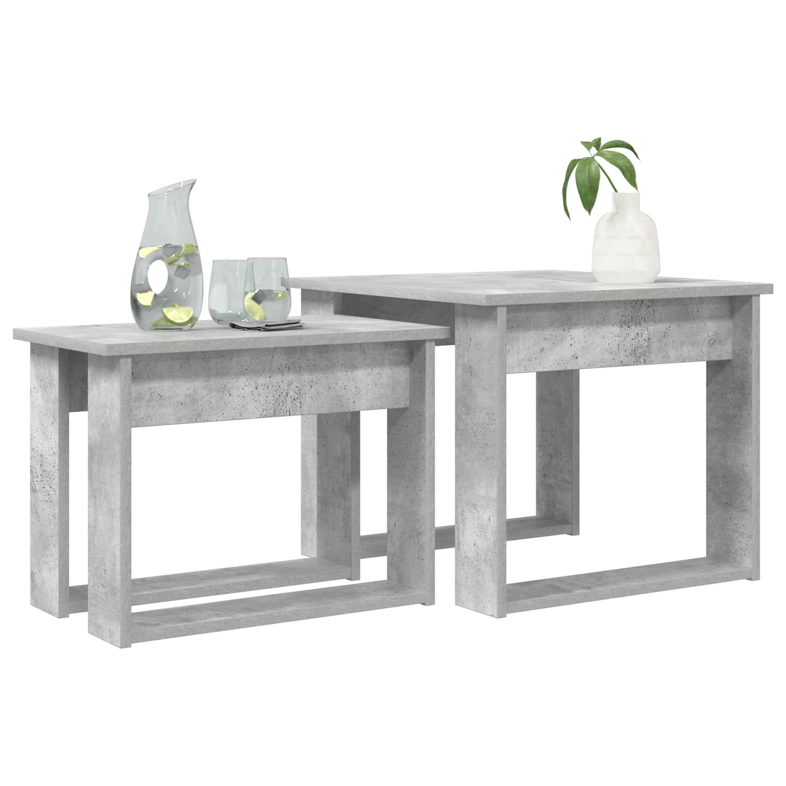 vidaXL Koffietafel Set 2 pcs Beton Grijs Bewerkt hout