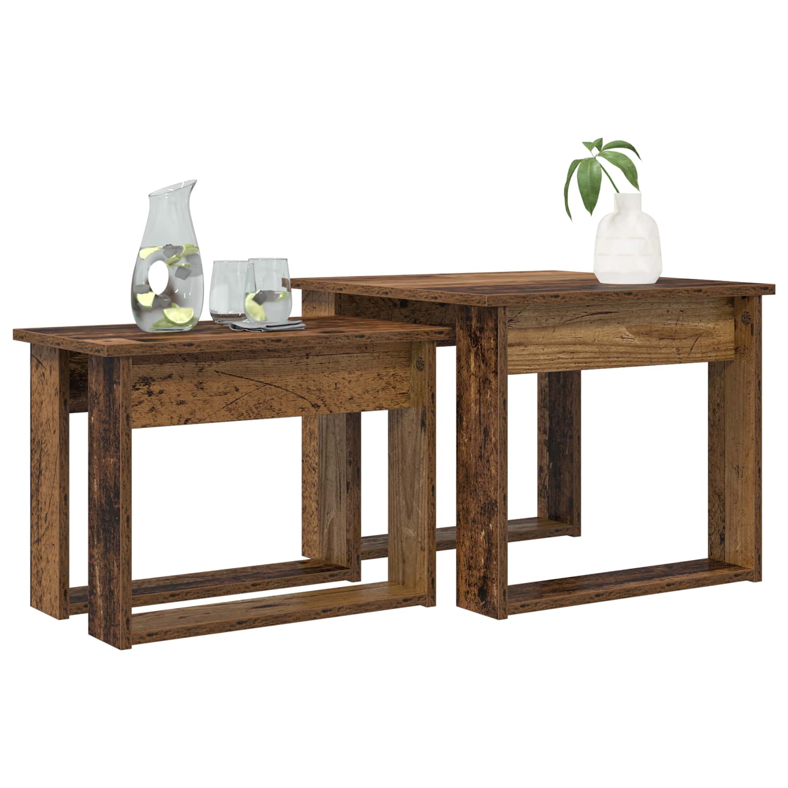 vidaXL Koffietafel Set 2 pcs Oudhout Bewerkt hout