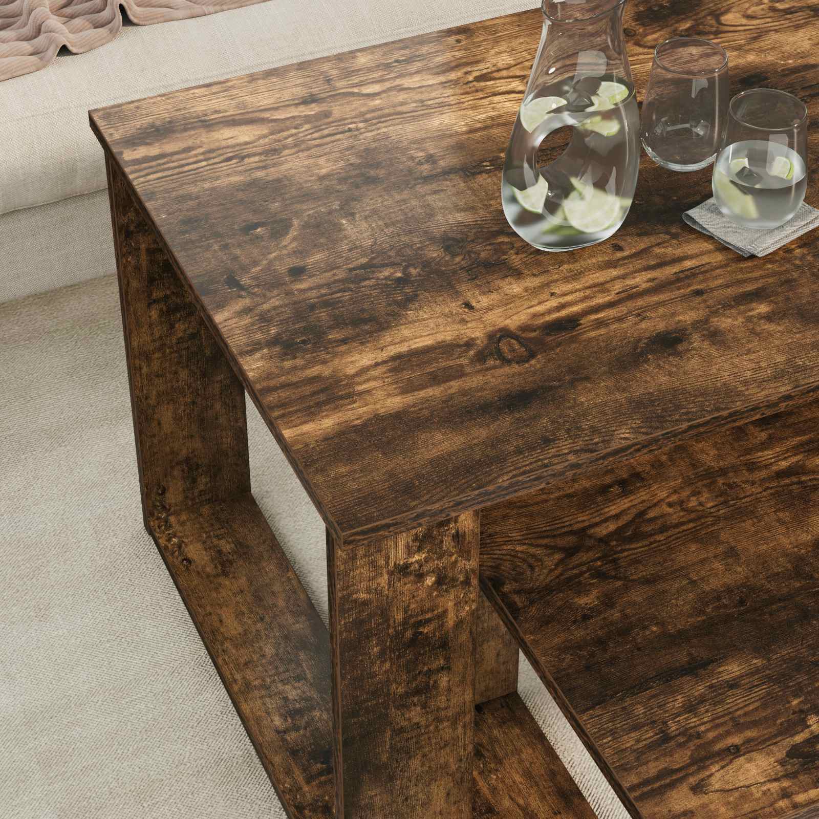 Koffietafel Set 2 pcs Gerookt eiken Bewerkt hout | luizaXL | Dé meubelwinkel voor elk interieur Koffietafel Set 2 pcs Gerookt eiken Bewerkt hout - Afbeelding 4