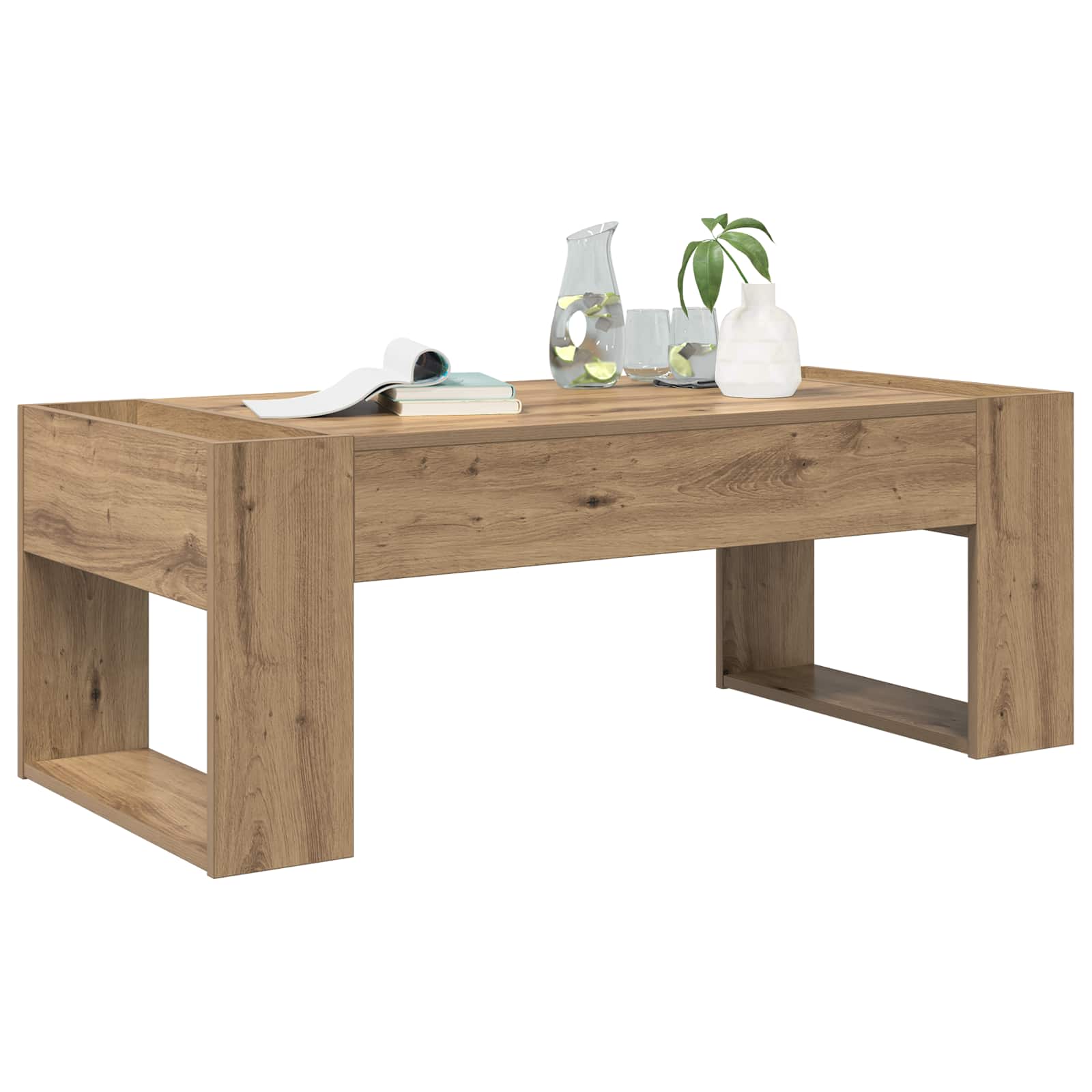 vidaXL Salontafel Artisan Eiken 110 x 50 x 41 cm Bewerkt hout