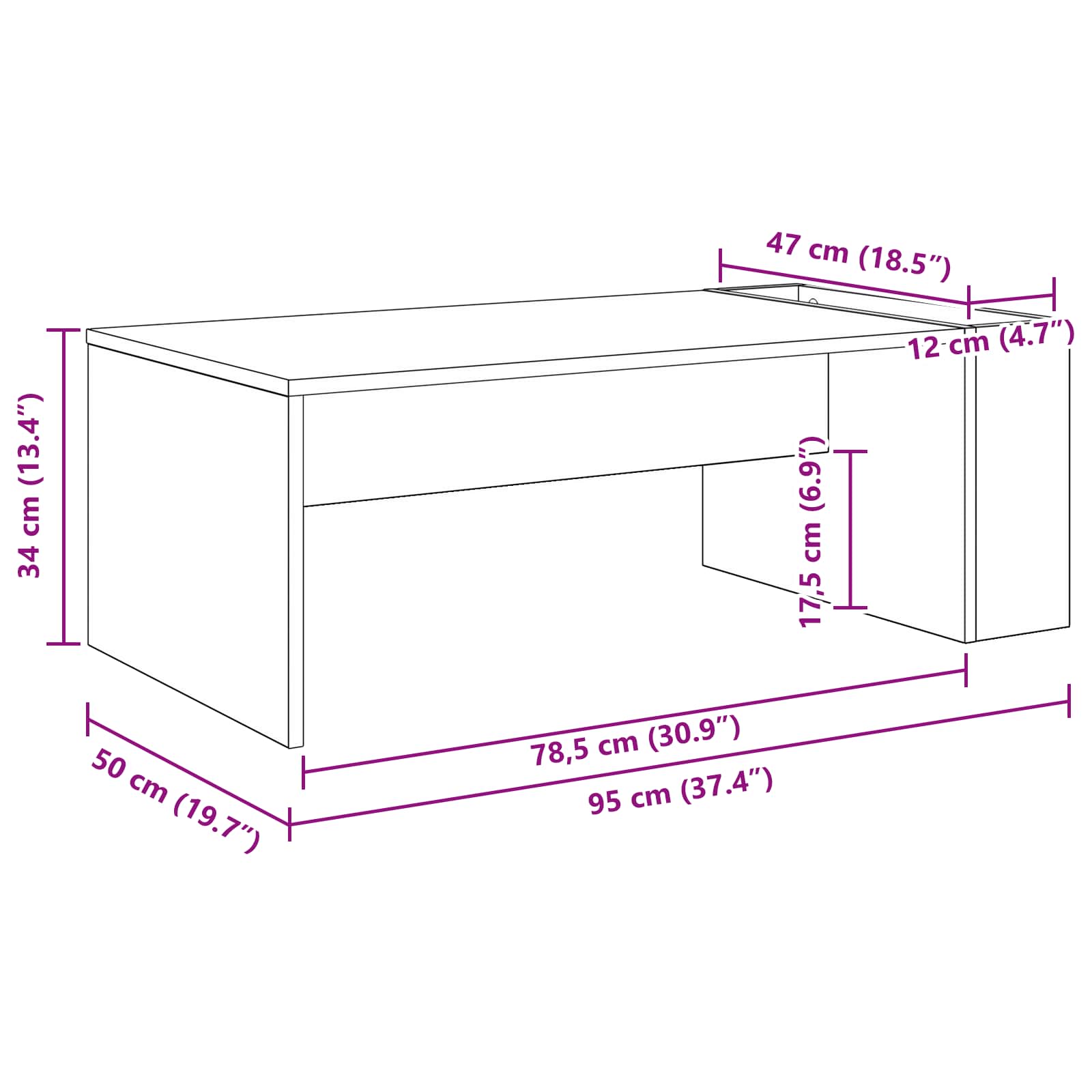 Klubska miza Betonsko siva 95 x 50 x 34 cm Konstruiran les - slika 10