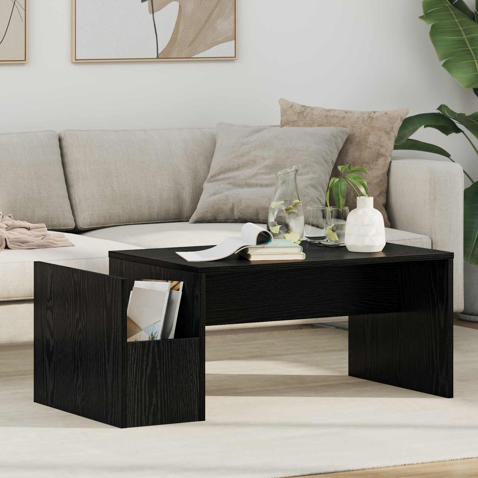 vidaXL Couchtisch Schwarz Eichen-Optik 90 x 45 x 35 cm Holzwerkstoff