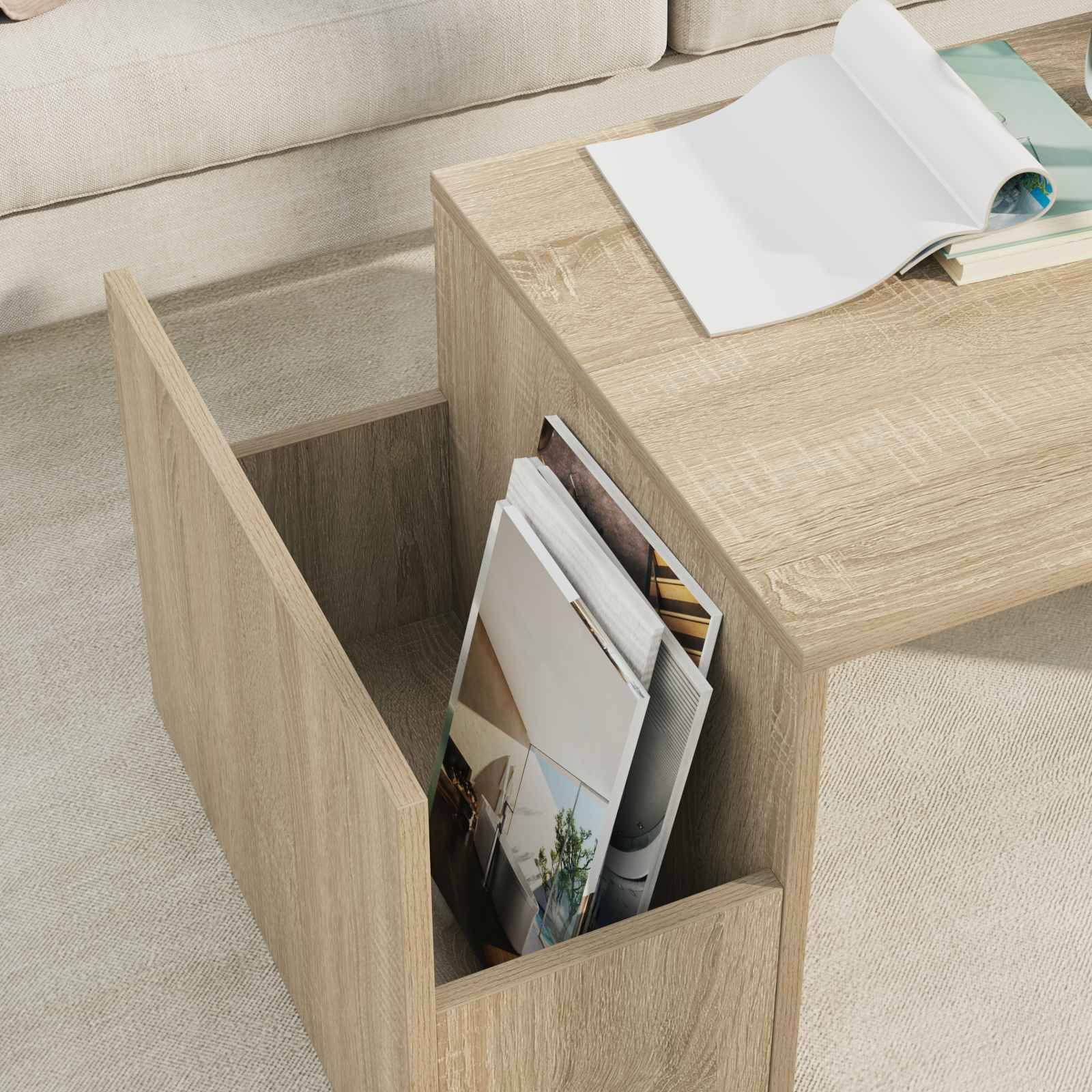 Salontafel Sonoma Eiken 90 x 45 x 35 cm Bewerkt hout | luizaXL | Dé meubelwinkel voor elk interieur Salontafel Sonoma Eiken 90 x 45 x 35 cm Bewerkt hout - Afbeelding 4