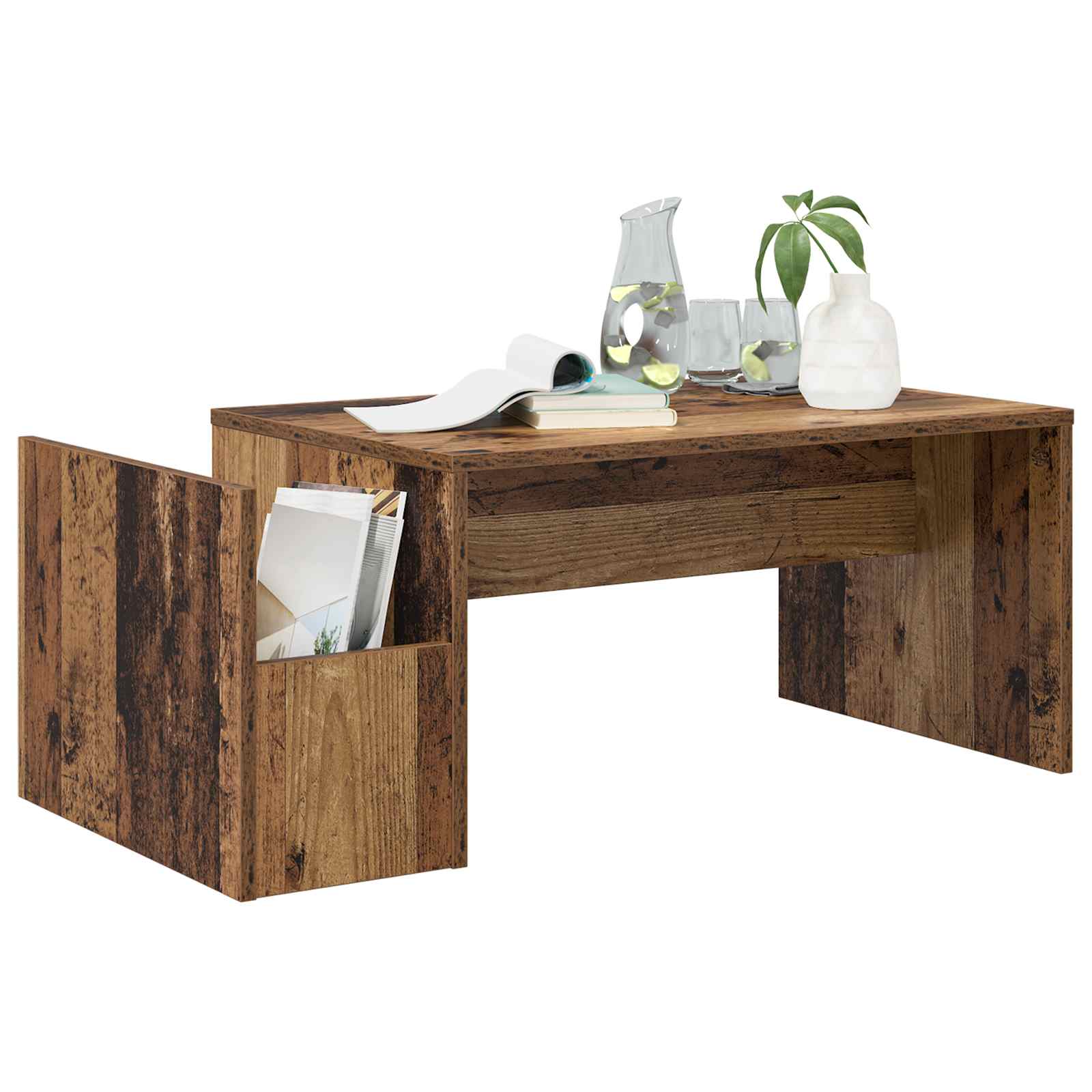 vidaXL Salontafel Oudhout 90 x 45 x 35 cm Bewerkt hout