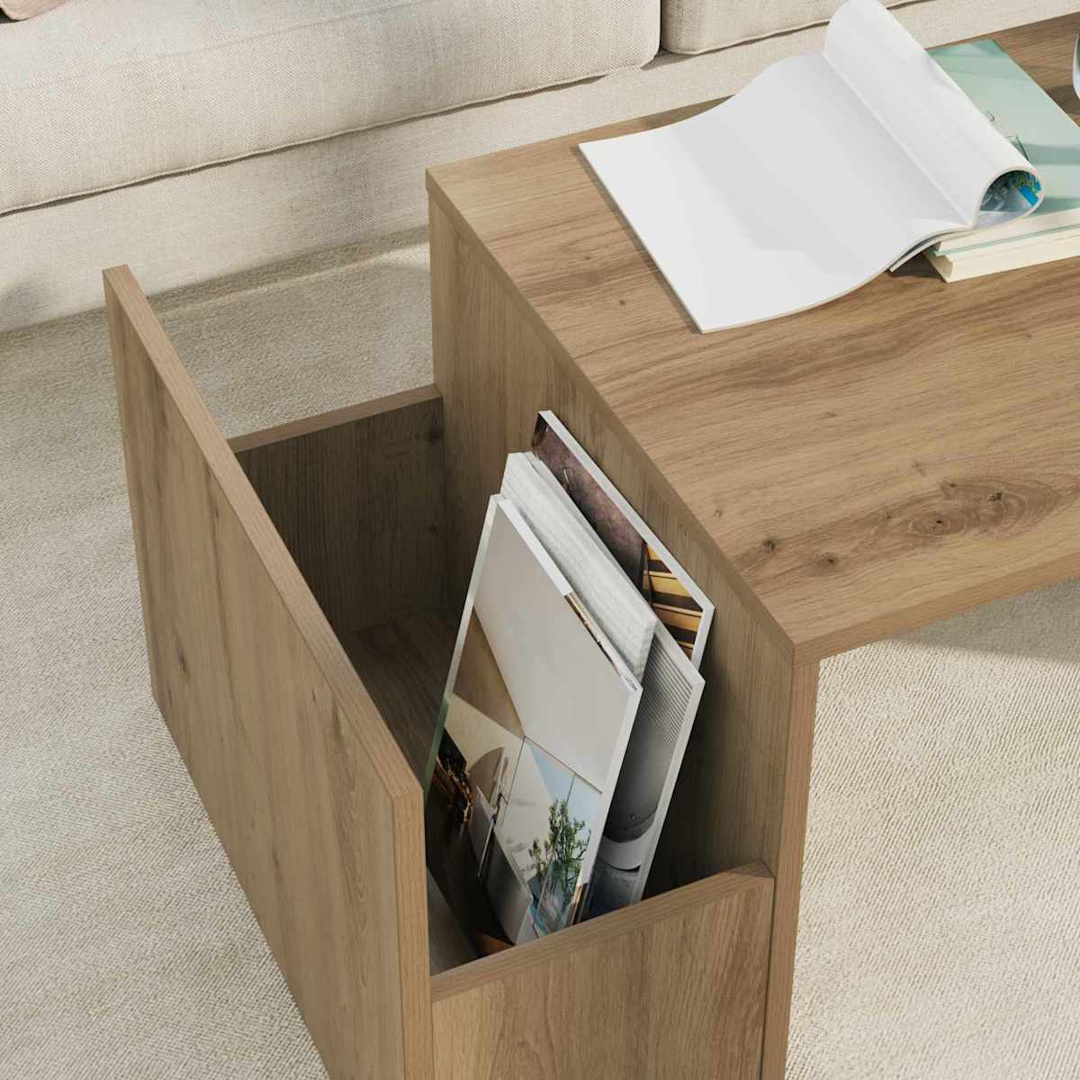 Sofabord 90 x 45 x 35 cm Konstrueret træ - Billede 4