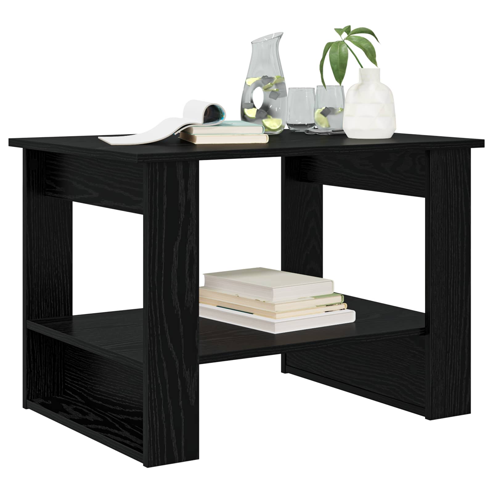 vidaXL Salontafel Zwart Eiken 72 x 50 x 50 cm Bewerkt hout