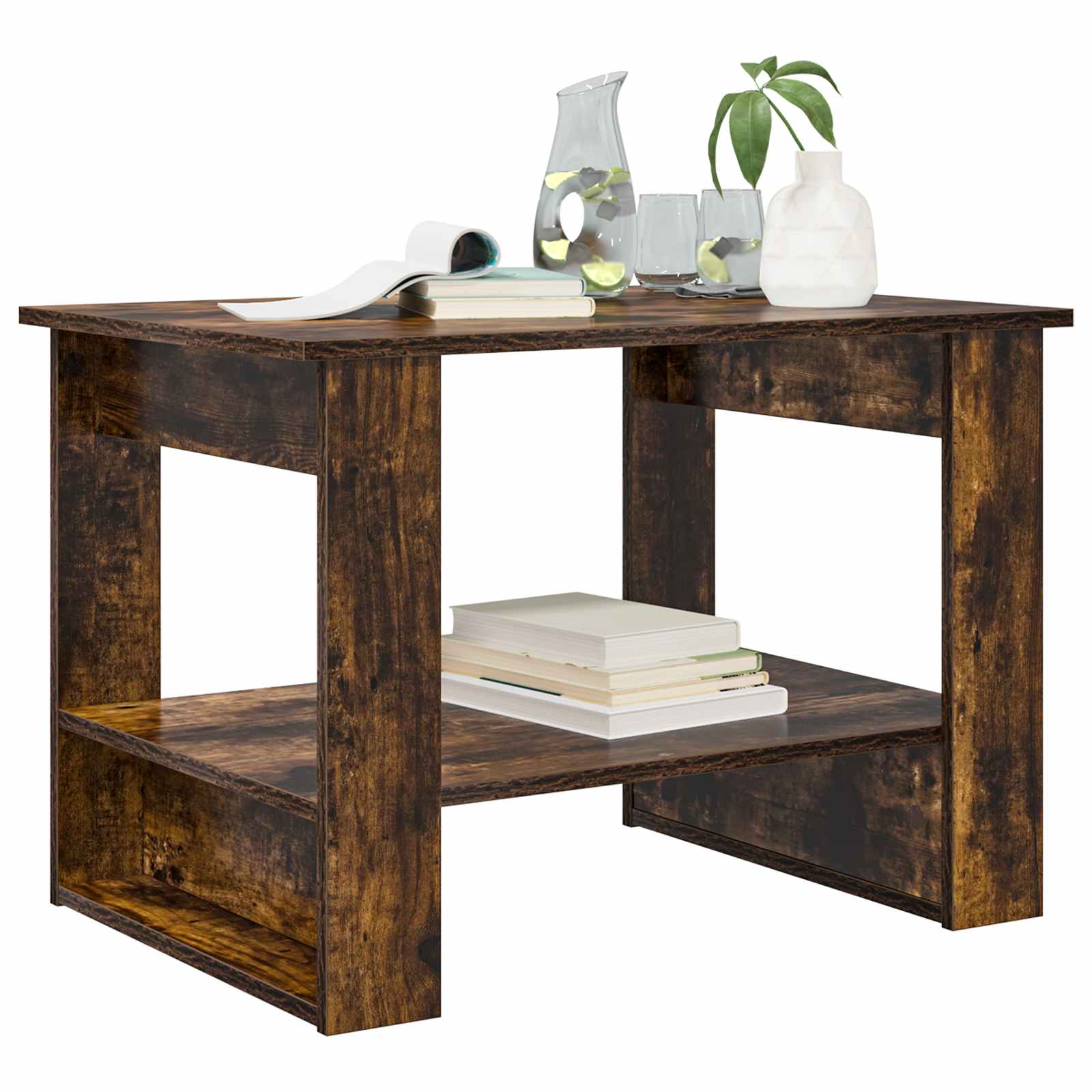 vidaXL Salontafel Gerookt eiken 72 x 50 x 50 cm Bewerkt hout