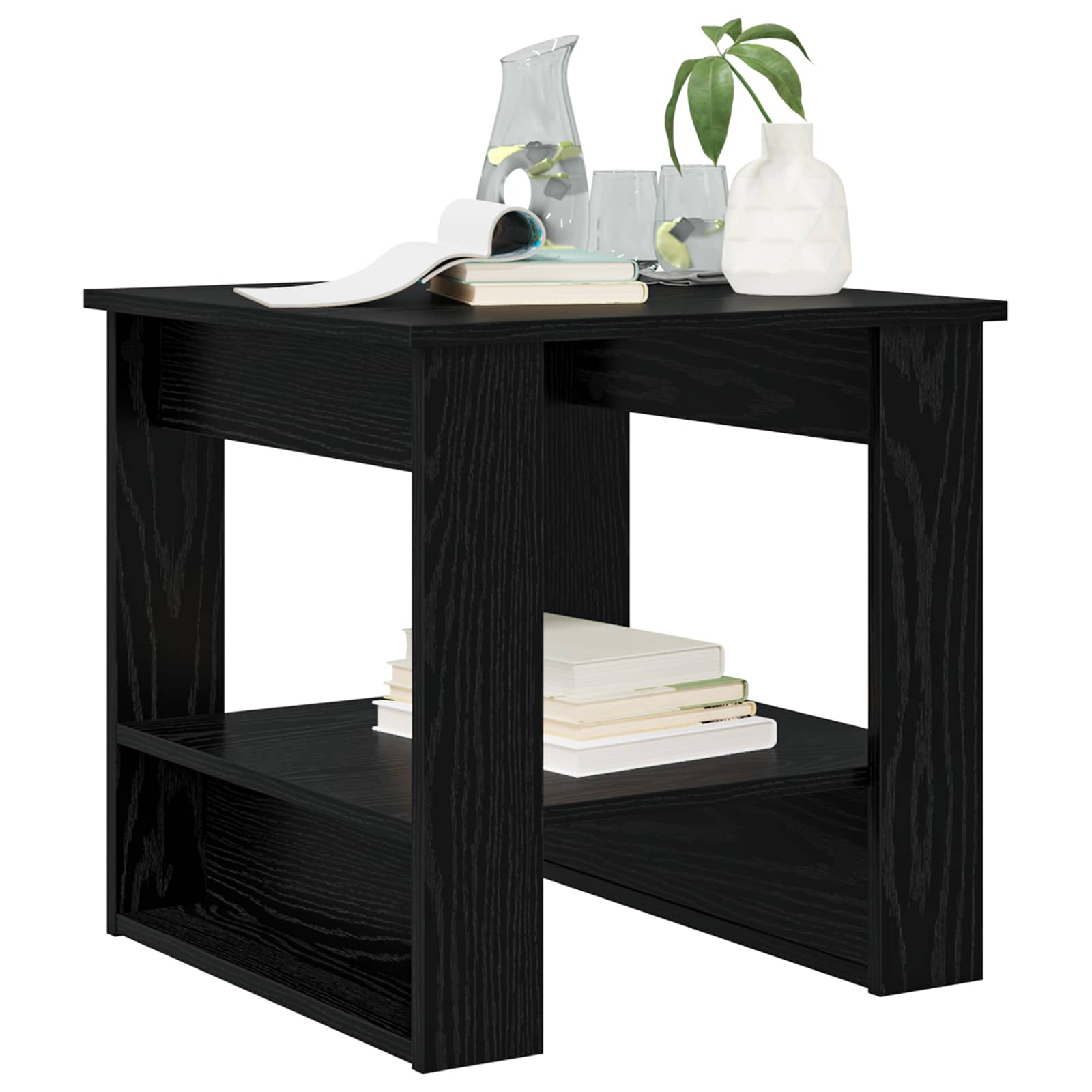 vidaXL Salontafel Zwart Eiken 51 x 50 x 50 cm Bewerkt hout