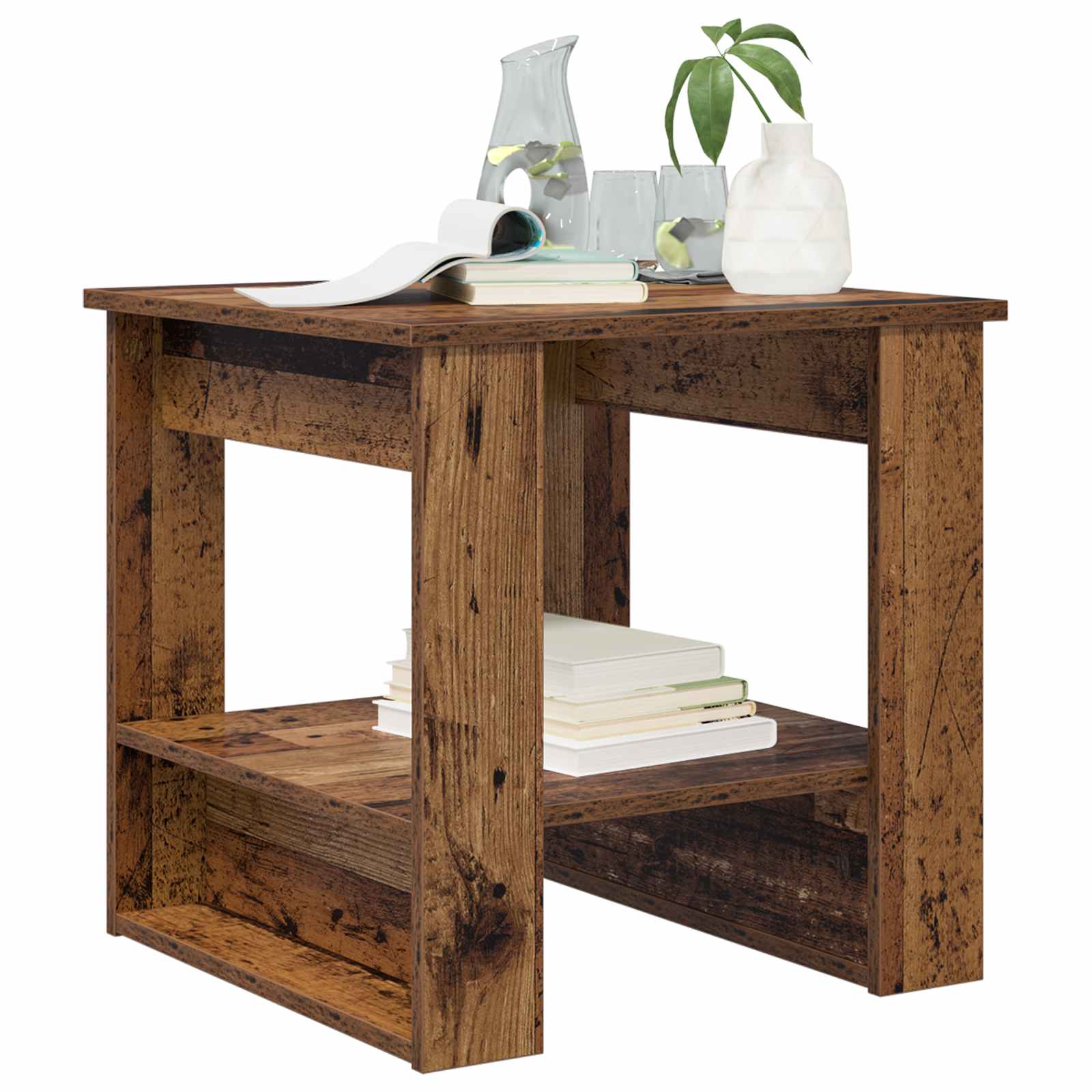 vidaXL Salontafel Oudhout 51 x 50 x 50 cm Bewerkt hout