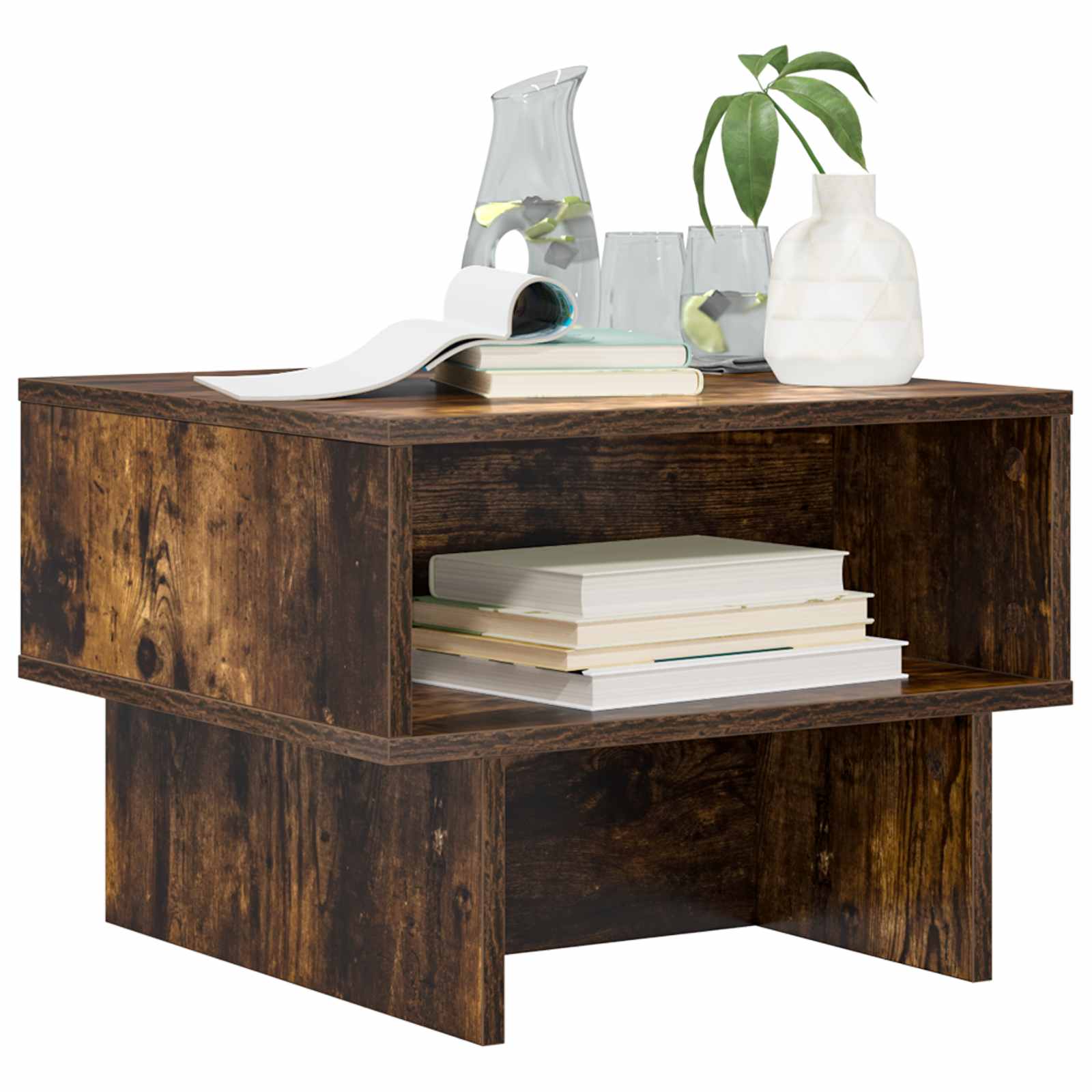 vidaXL Salontafel Gerookt eiken 48 x 46 x 35 cm Bewerkt hout