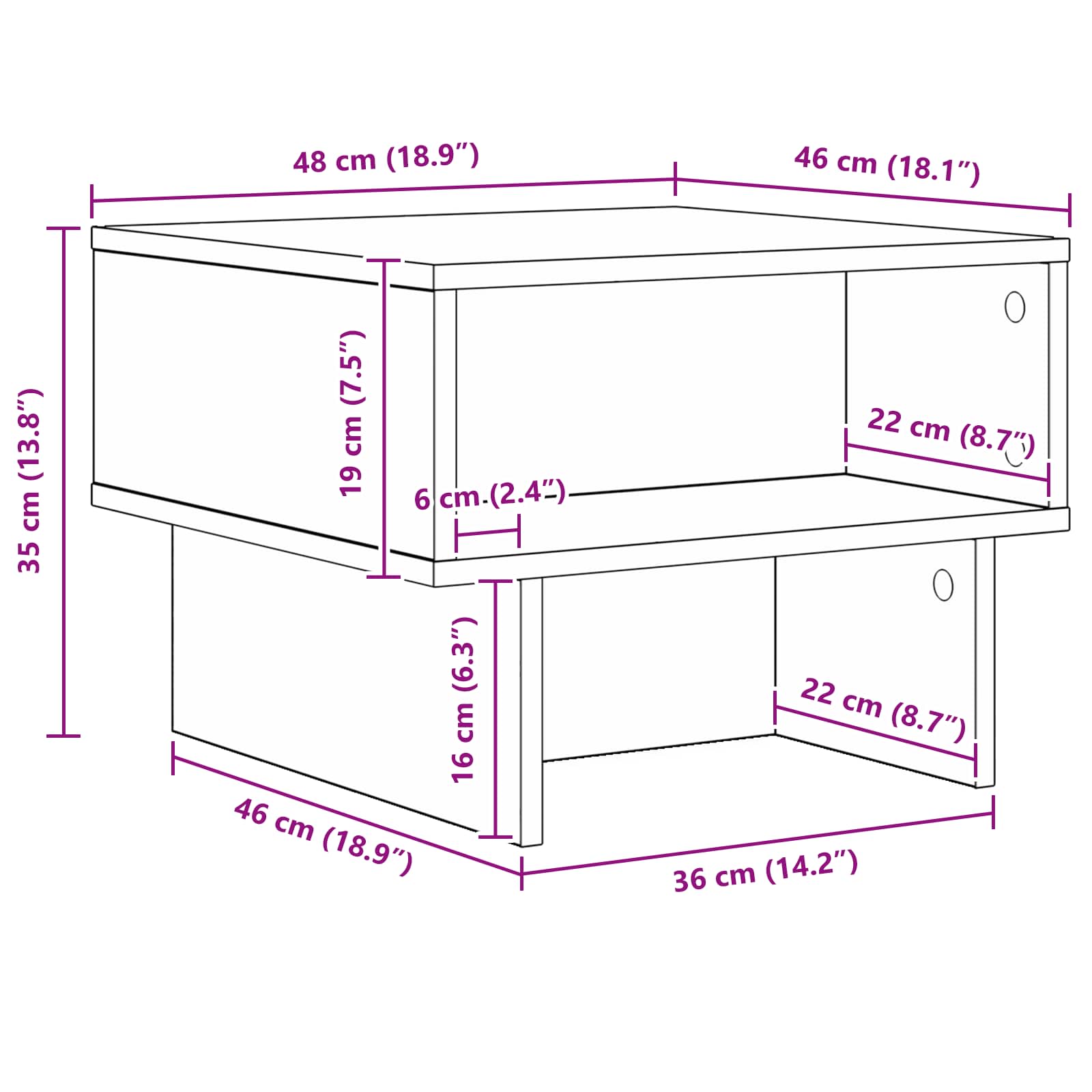 Klubska miza Dimljeni oreh 48 x 46 x 35 cm Konstruiran les - slika 10