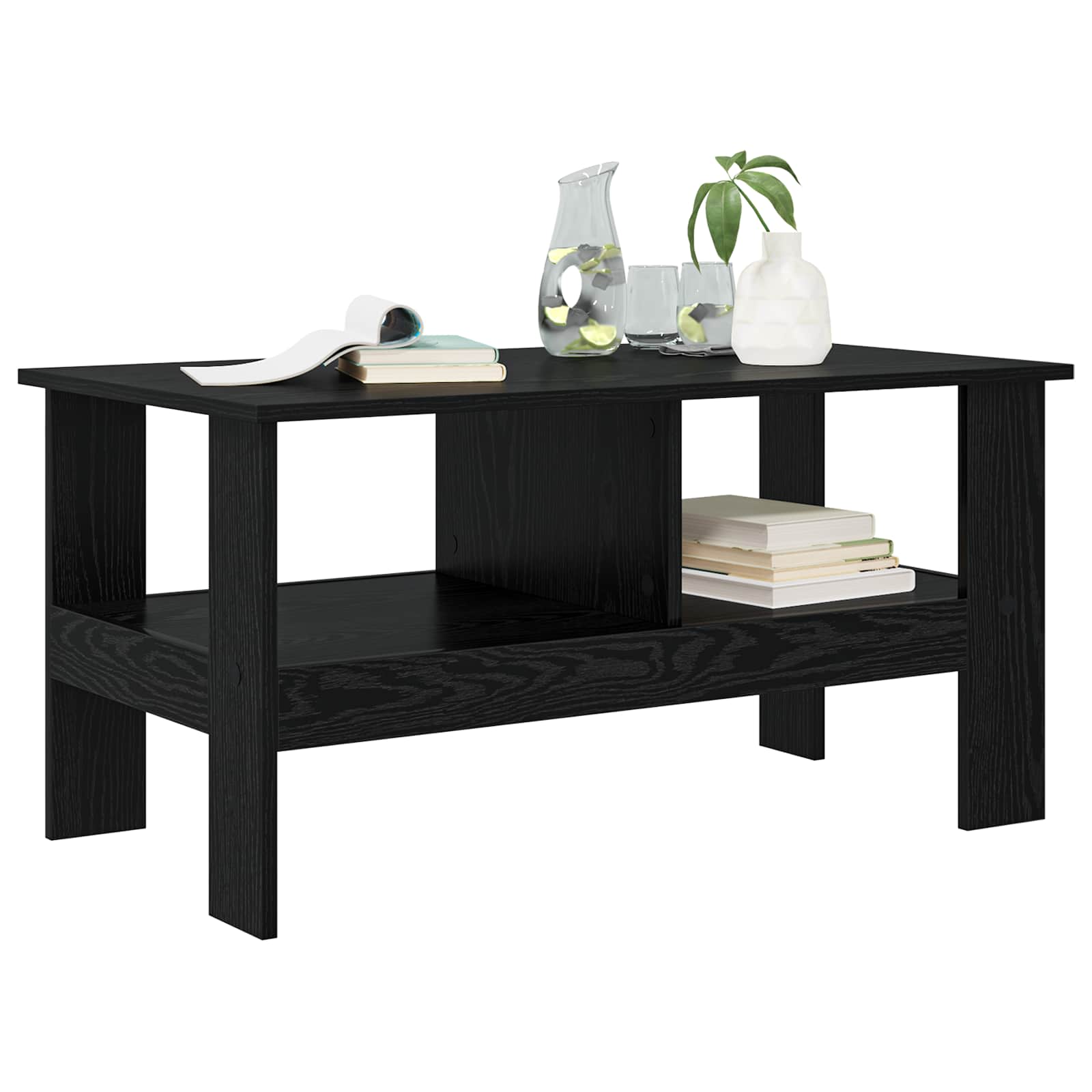 vidaXL Salontafel Zwart Eiken 90 x 50 x 45 cm Bewerkt hout