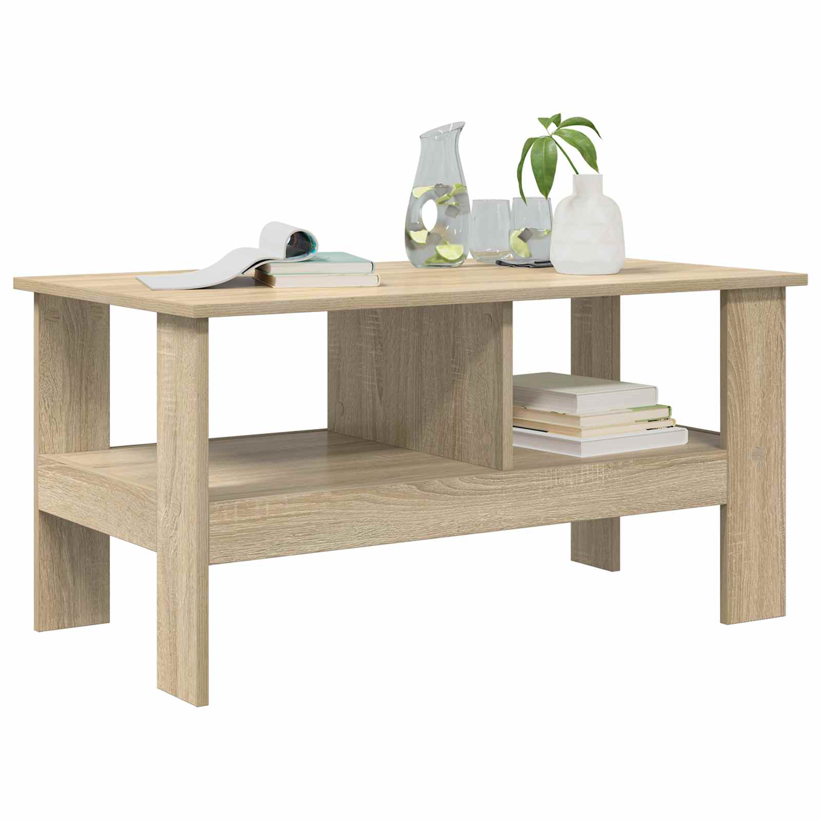 vidaXL Salontafel Sonoma Eiken 90 x 50 x 45 cm Bewerkt hout