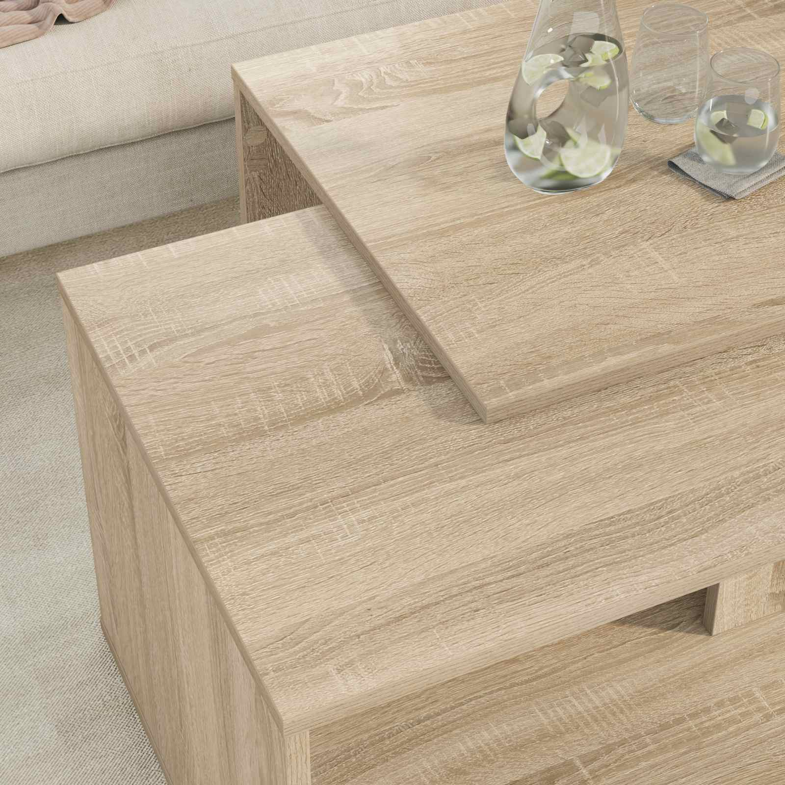 Koffietafel Set 2 pcs Sonoma Eiken Bewerkt hout | luizaXL | Dé meubelwinkel voor elk interieur Koffietafel Set 2 pcs Sonoma Eiken Bewerkt hout - Afbeelding 4