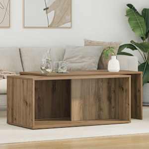 Set kavno mizico 2 pcs Umetni hrast Konstruiran les