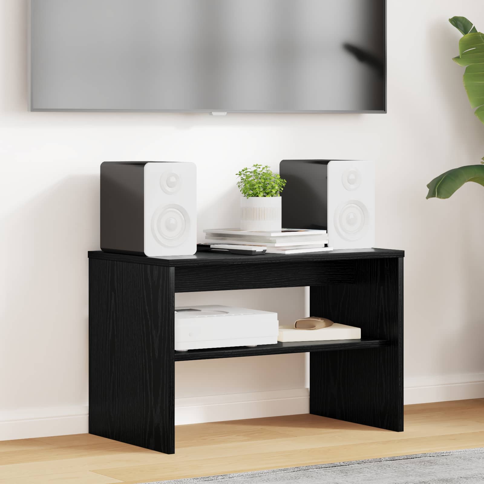 vidaXL Cabinet TV Stejar Negru 60 x 35 x 40 cm Lemn compozit