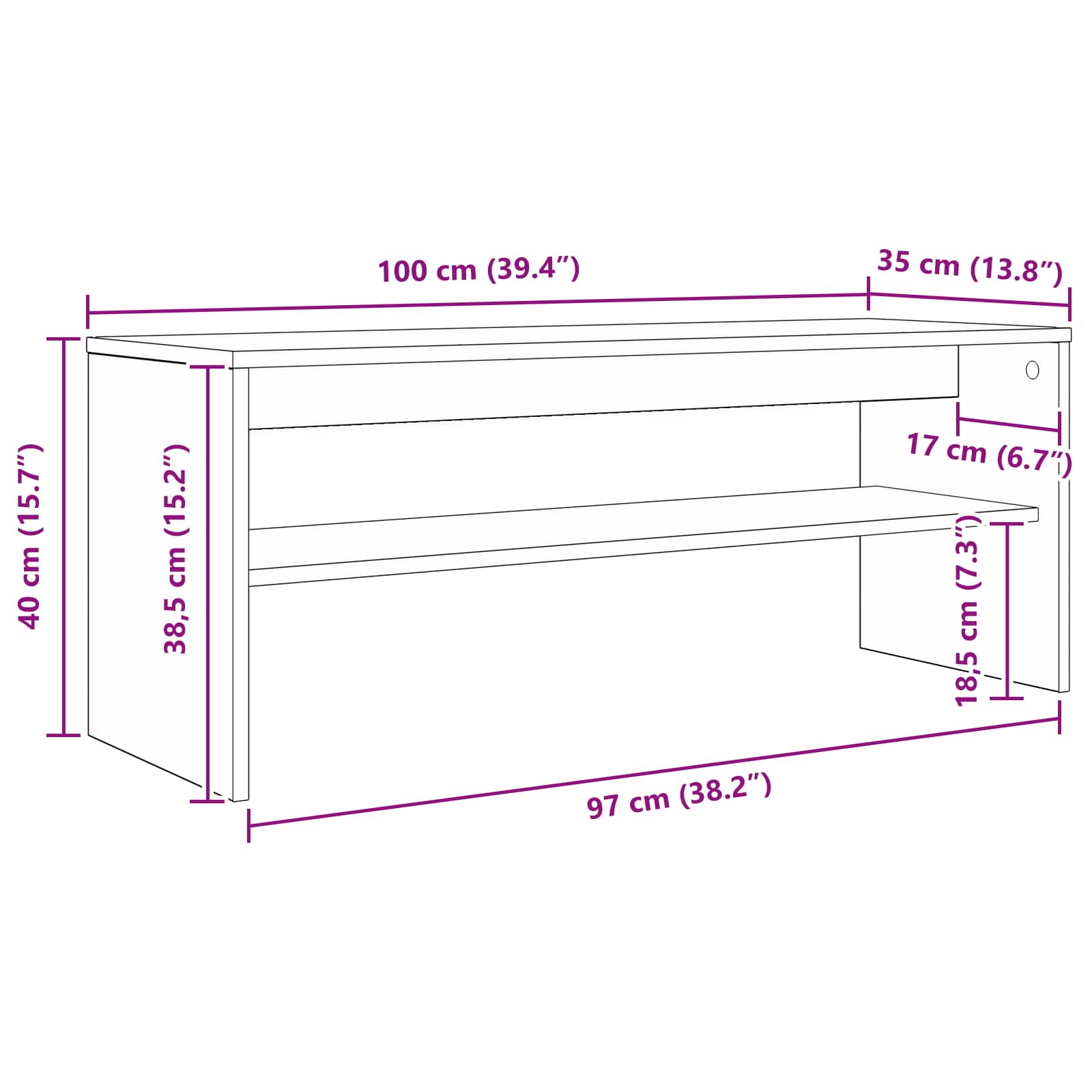TV omarica Črna Orehovina 100 x 35 x 40 cm Konstruiran les - slika 10