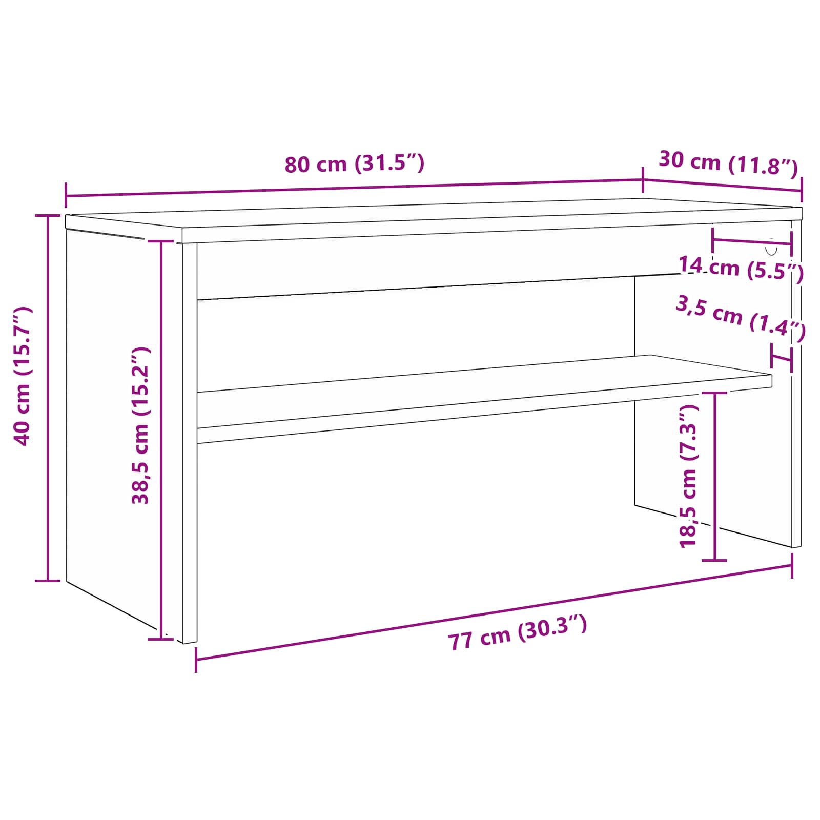 TV omarica Umetni hrast 80 x 30 x 40 cm Konstruiran les - slika 10