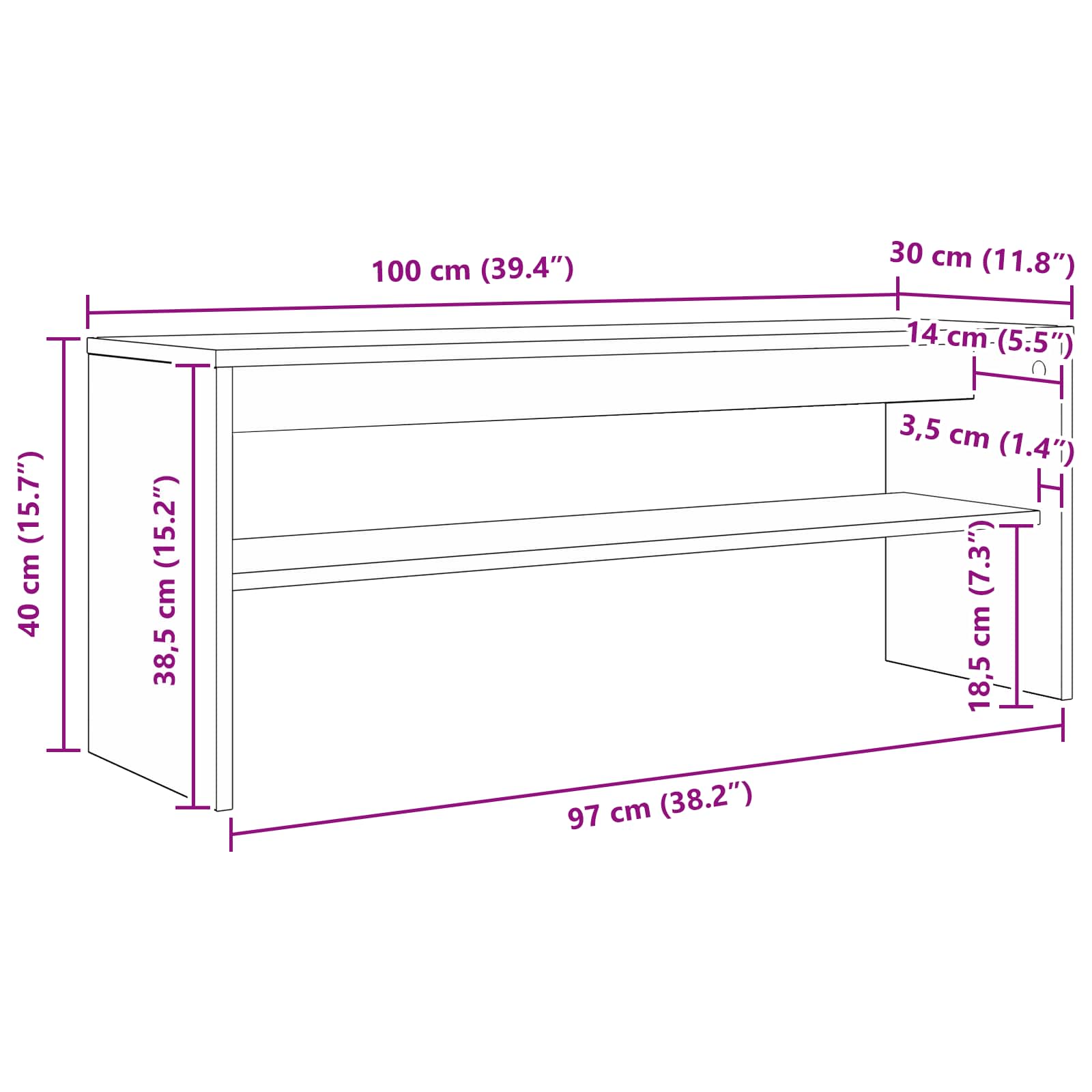TV omarica Star les 100 x 30 x 40 cm Konstruiran les - slika 10