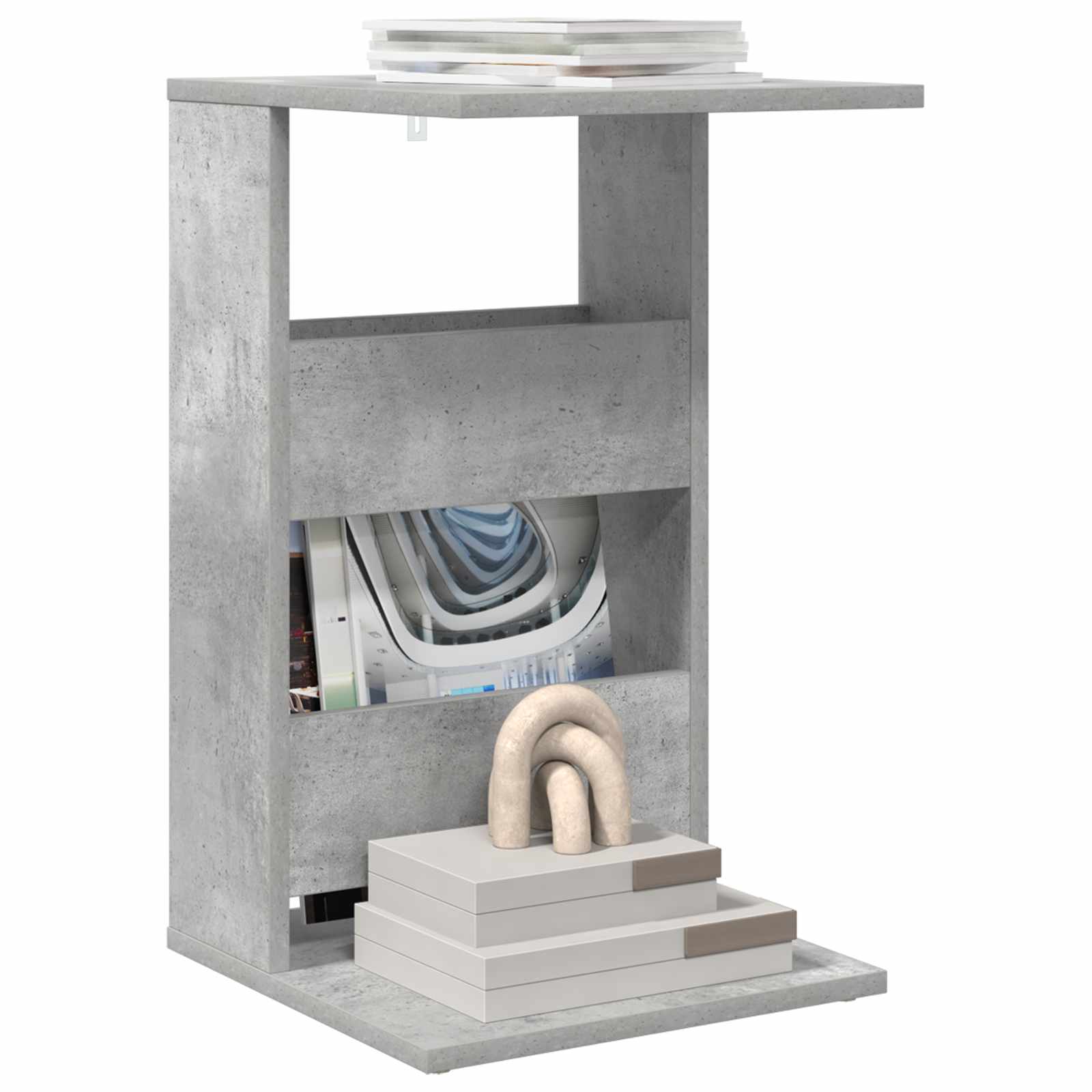 vidaXL Bijzettafel Beton Grijs 40 x 35 x 60,5 cm Bewerkt hout