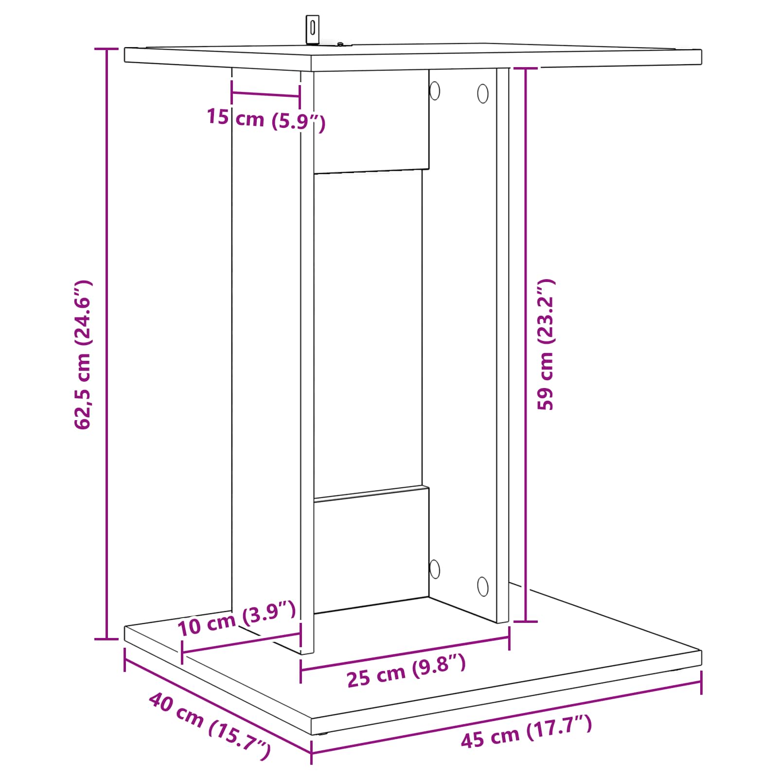 Stranska miza Umetni hrast 45 x 40 x 62,5 cm Konstruiran les - slika 12