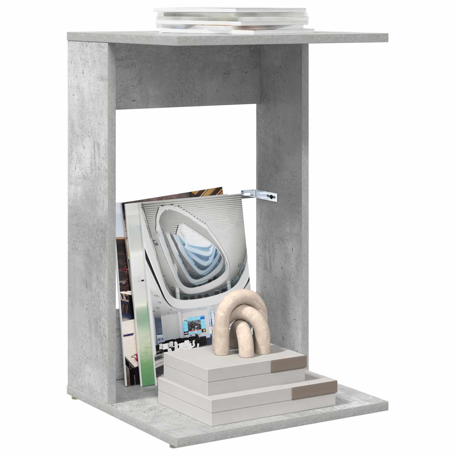 vidaXL Bijzettafel Beton Grijs 40 x 38 x 62,5 cm Bewerkt hout