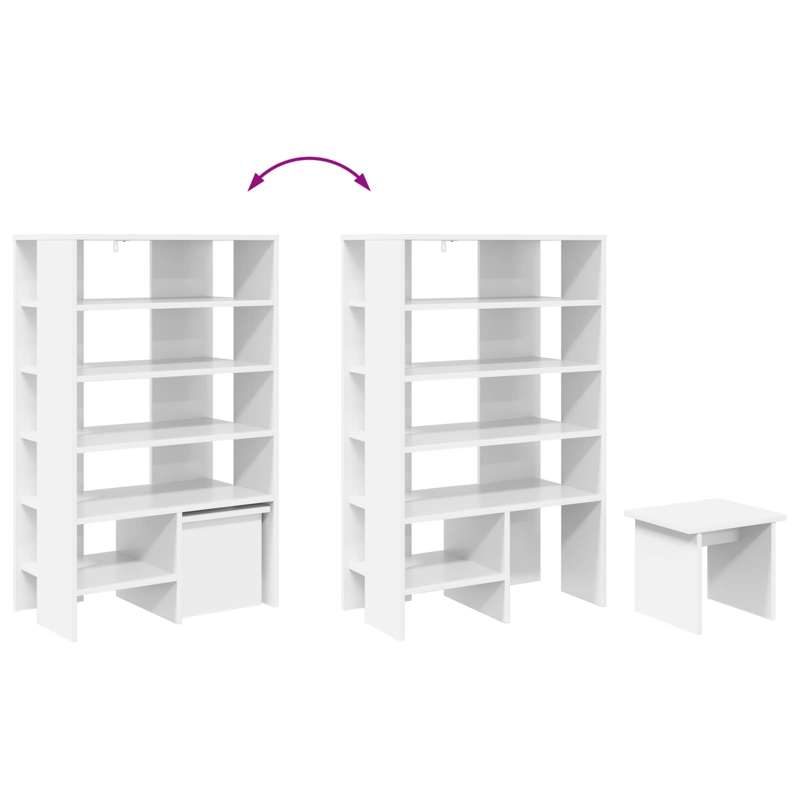 Schoenenkast met plank met opslag 2 pcs Wit Bewerkt hout image 12