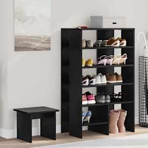 Omara za čevlje s polico 2 pcs Črna Orehovina Konstruiran les